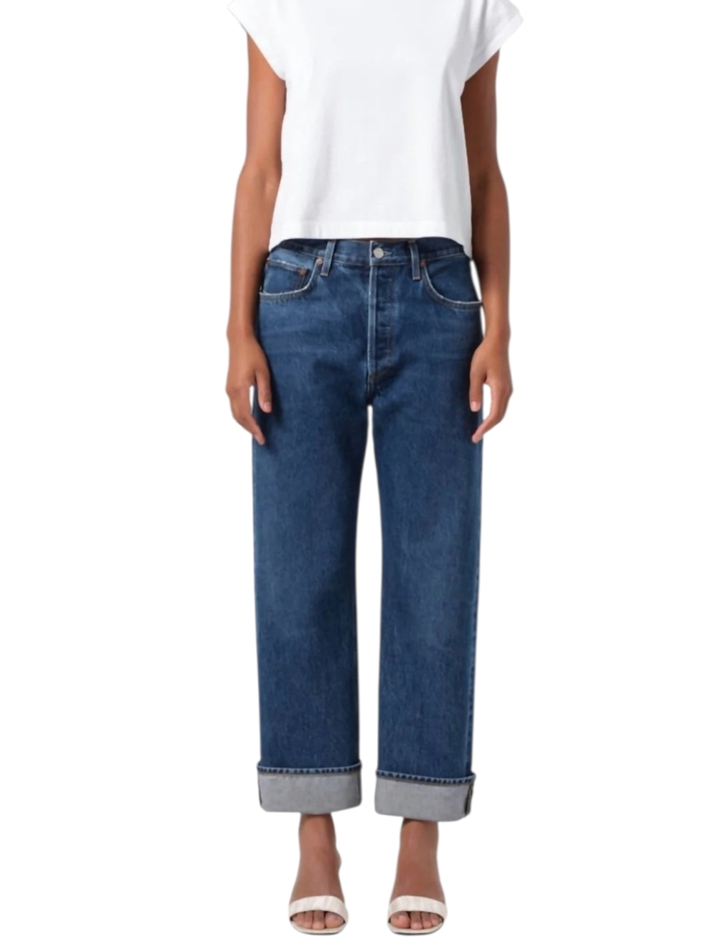 AGOLDE Fran Jeans Size 33 Low Slung Easy Straight Enamour Dark Wash Denim